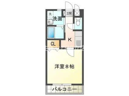 グリーンシティIII(1K/2階)の間取り写真