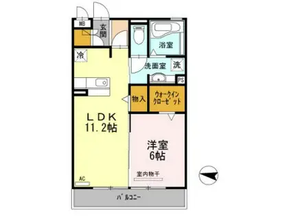 グラシューズ ヴィーヴル(1LDK/2階)の間取り写真