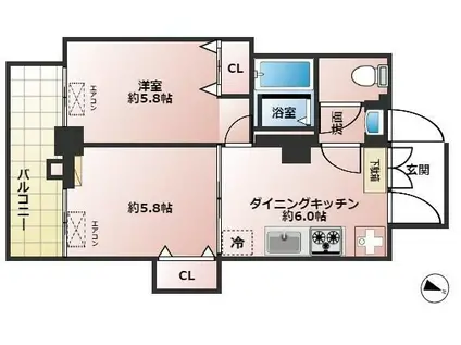 柳沢ゴールデンハイツ(2DK/2階)の間取り写真