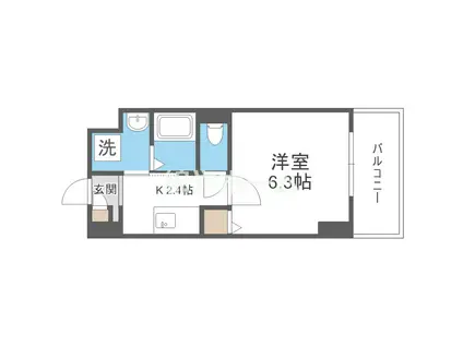 ウェルホームズ住吉大社(1K/2階)の間取り写真