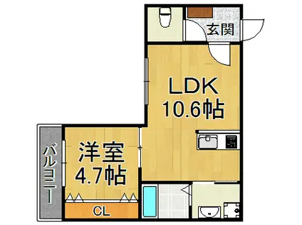 コフレ西宮(1LDK/1階)の間取り写真