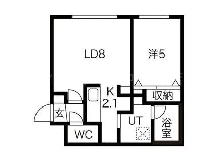 メゾンド学園前(1LDK/4階)の間取り写真