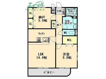 キャッスル27(2LDK/2階)の間取り写真