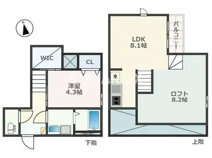 ADC熊本駅南LEAF(1SLDK/1階)の間取り写真