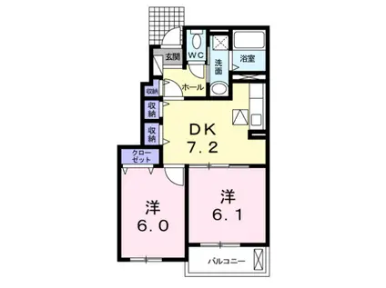 プルメリア(2DK/1階)の間取り写真
