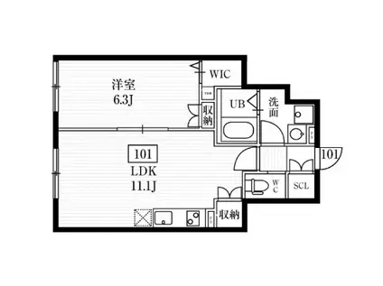 ミハス目白(1LDK/1階)の間取り写真