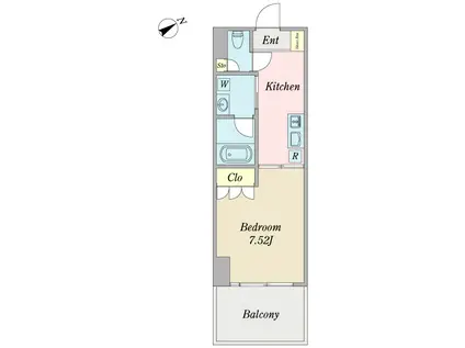 パークホームズ武蔵小山(1K/2階)の間取り写真