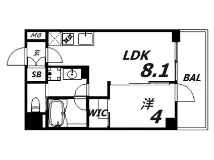 ブエナビスタ神戸駅前(1LDK/11階)の間取り写真