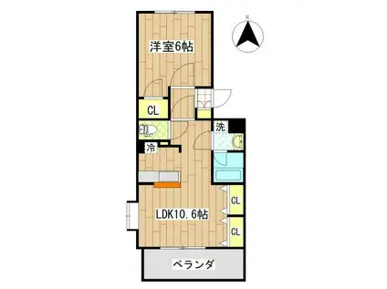 小田急多摩線 五月台駅 徒歩8分 5階建 築13年(1LDK/5階)の間取り写真