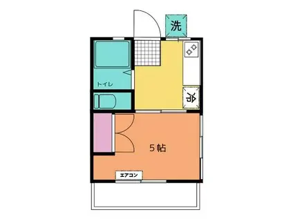 シティーハイム(1K/2階)の間取り写真