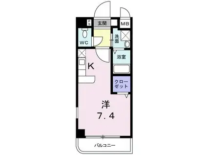 アウローラ冨士(1K/3階)の間取り写真