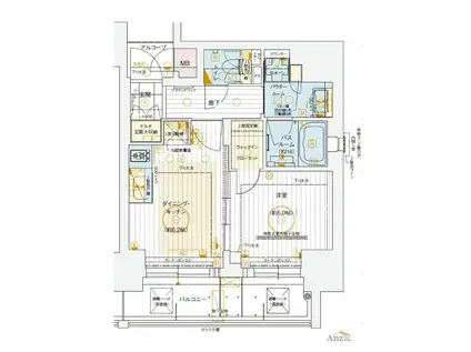 エステムコート北堀江II(1DK/7階)の間取り写真