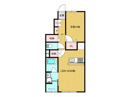 コンフォレア(1LDK/1階)の間取り写真