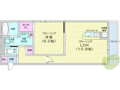 ルミエール(1LDK/1階)の間取り写真