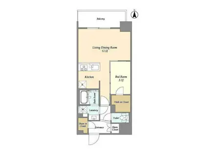 ルネサンスコート錦糸町II(1LDK/11階)の間取り写真