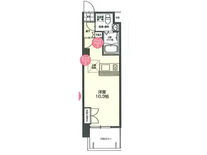 NO72 HARBOR イースト TOWER(ワンルーム/11階)の間取り写真