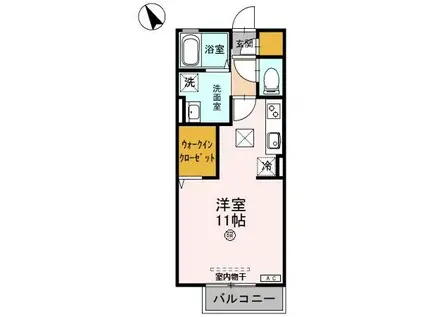 メルベーユE(ワンルーム/1階)の間取り写真