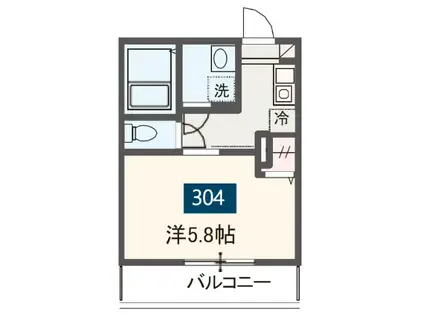 MELDIA稲城II(1K/3階)の間取り写真