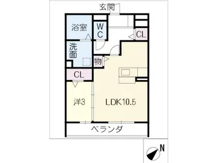 LIFE乗鞍LIVING(1LDK/3階)の間取り写真