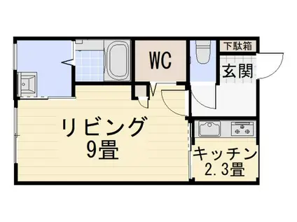 モンターニュ・レーブII(1K/1階)の間取り写真