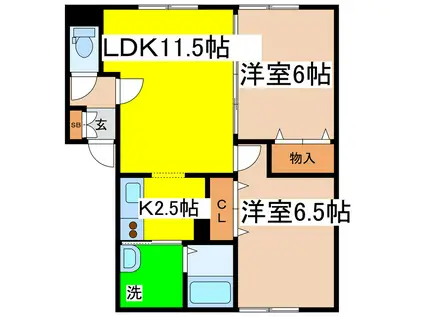 メゾンボヌールC館(2LDK/1階)の間取り写真