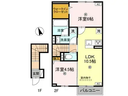 シャトレII(2LDK/2階)の間取り写真