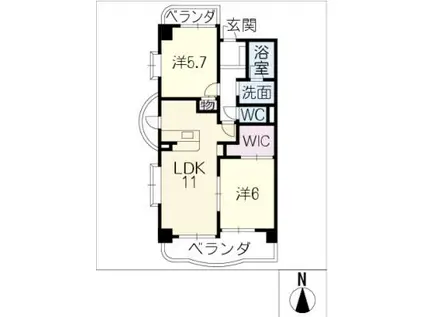 グレース早苗(2LDK/4階)の間取り写真
