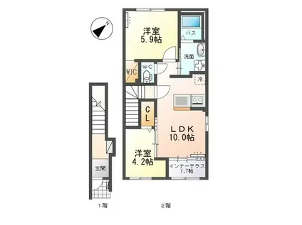 メゾンドフルール(2LDK/2階)の間取り写真