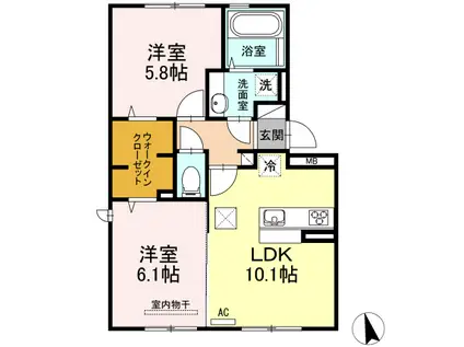 サクラハイムII(2LDK/1階)の間取り写真
