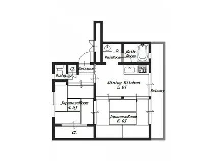 ビレッジハウス大淀 2号棟(2DK/3階)の間取り写真