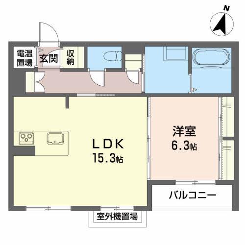 メゾンマスト名須川 B棟(1LDK/2階)の間取り写真
