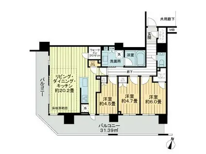 プラウドタワー武蔵浦和レジデンス(3SLDK/11階)の間取り写真