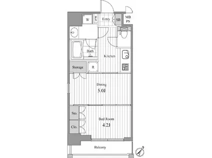 NCRE新宿中央公園(1DK/7階)の間取り写真