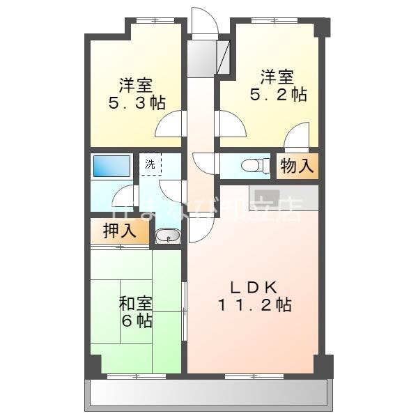 ソレイユ伊吹(3LDK/2階)の間取り写真