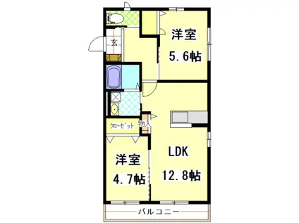 ウィルコート(2LDK/2階)の間取り写真
