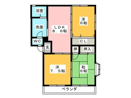 ドリームCITY(3DK/2階)の間取り写真