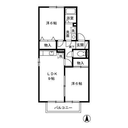 御料所ガーデン D(2DK/1階)の間取り写真