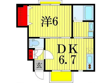 ジョイア南柏(1DK/1階)の間取り写真
