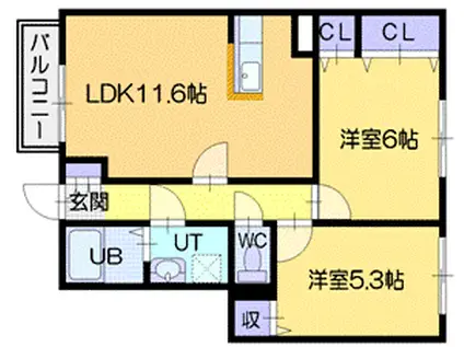 ヒルトップガーデン(2LDK/1階)の間取り写真