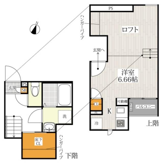 CB鳥栖ヴィレッタ(1K/2階)の間取り写真