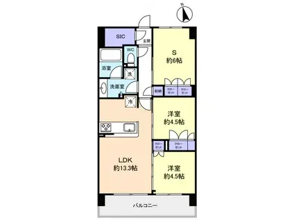 スカイグランデ津田沼(2SLDK/9階)の間取り写真