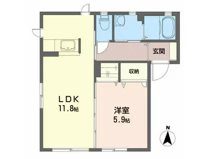 シェルブルーB(1LDK/1階)の間取り写真