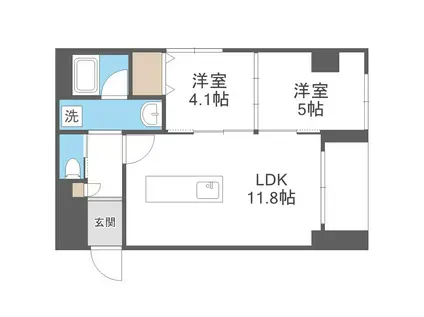 ルーヴル真駒内(2LDK/4階)の間取り写真