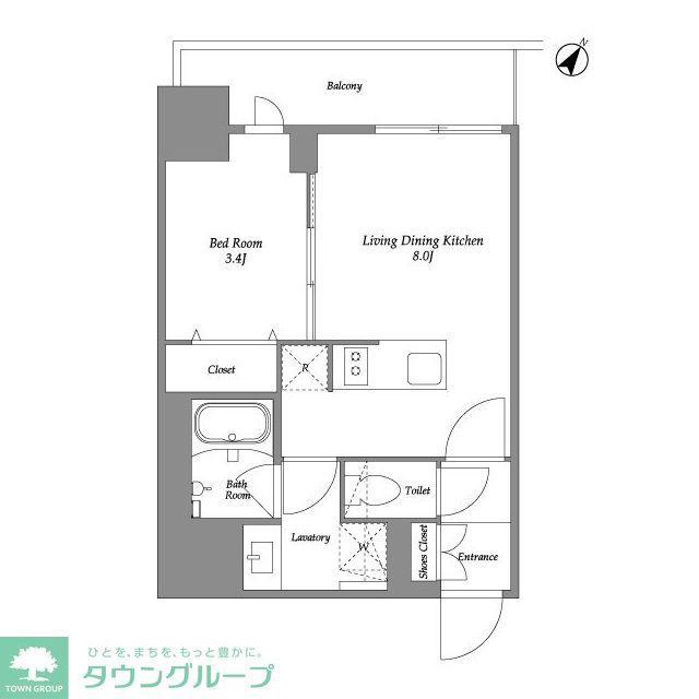 オープンブルーム伊勢佐木町(1LDK/8階)の間取り写真