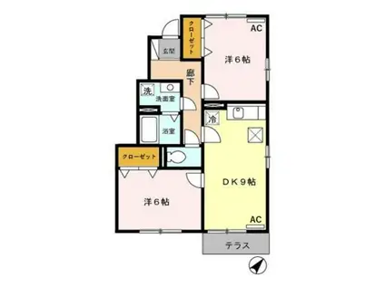 レガーロA(2DK/1階)の間取り写真