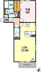 ボンヌシャンス A棟(1LDK/2階)の間取り写真