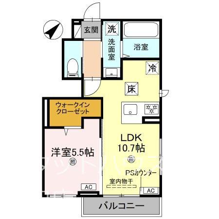 AMULETTE NEXIA COURT(1LDK/1階)の間取り写真