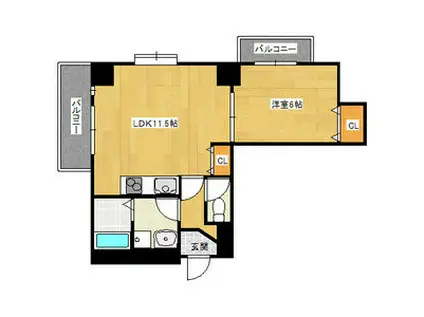 ベラビスタ柴田(1LDK/8階)の間取り写真