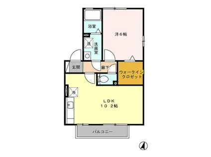 ウィルモア西梶尾C(1LDK/2階)の間取り写真