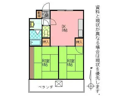 コーポ越谷(2DK/3階)の間取り写真